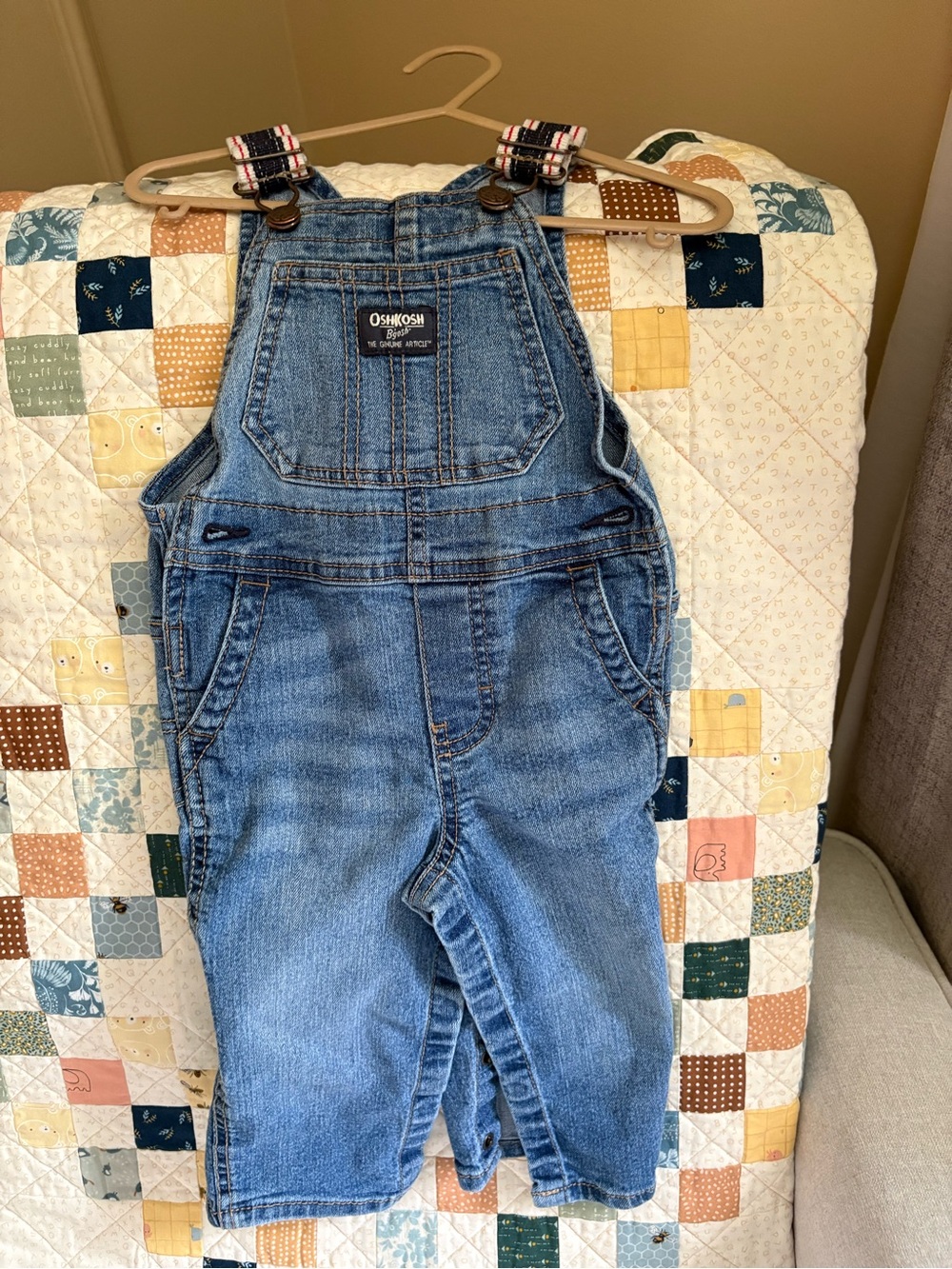 OshKosh B'gosh Light Blue Denim Overalls with Striped Straps